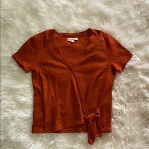 Rust orange wrap top